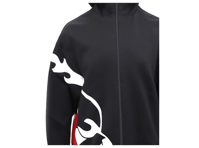Prada Giacca con cappuccio e zip con logo grafico Nero - vista 3