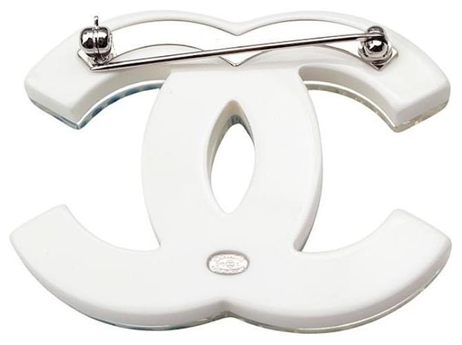 Chanel Spilla White Blue Strass CC Logo Bianco - vista 3