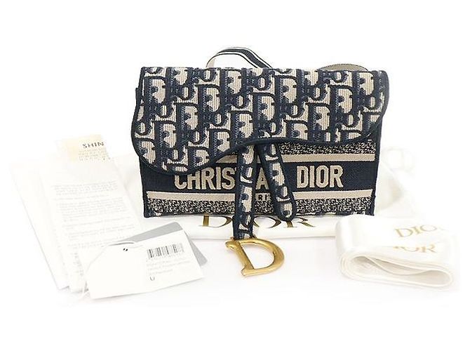 Dior Borsa a tracolla a tracolla a cintura in jacquard obliquo blu - vista 2