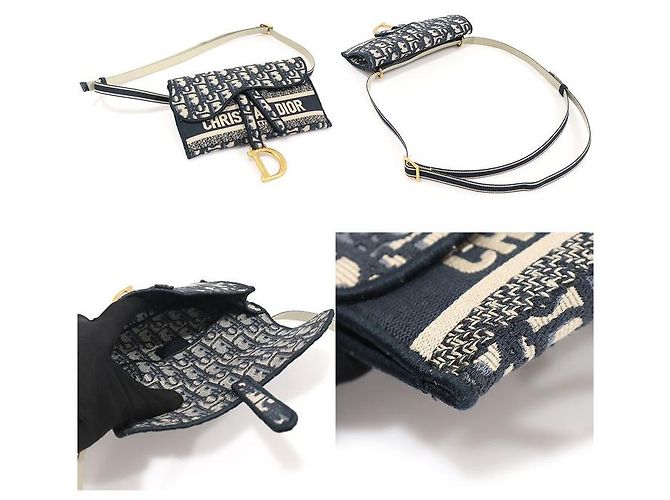 Dior Borsa a tracolla a tracolla a cintura in jacquard obliquo blu - vista 5