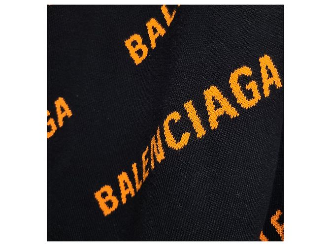 Balenciaga Multi Logo Intarsia Oversized Knit Black - view 3