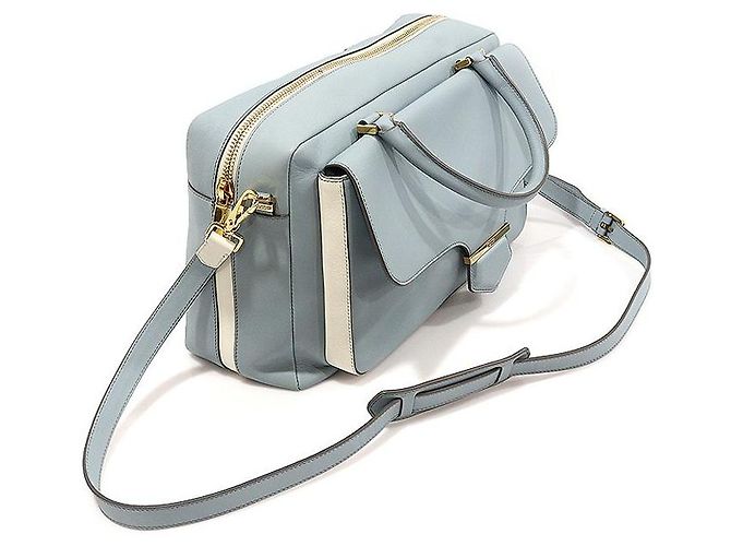 Tod's Tote militare in pelle bicolore azzurro cielo e bianco, media Blu - vista 2