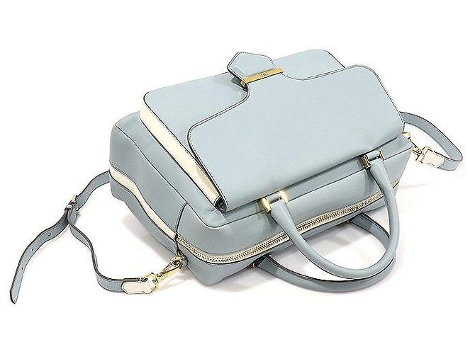 Tod's Tote militare in pelle bicolore azzurro cielo e bianco, media Blu - vista 3