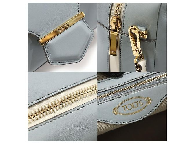 Tod's Tote militare in pelle bicolore azzurro cielo e bianco, media Blu - vista 7
