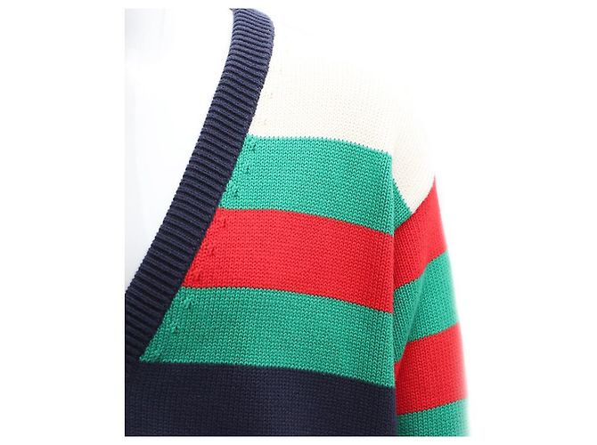 Gucci Gestreickter Wollstrickcardigan mit V-Ausschnitt Mehrfarben - Ansicht 12