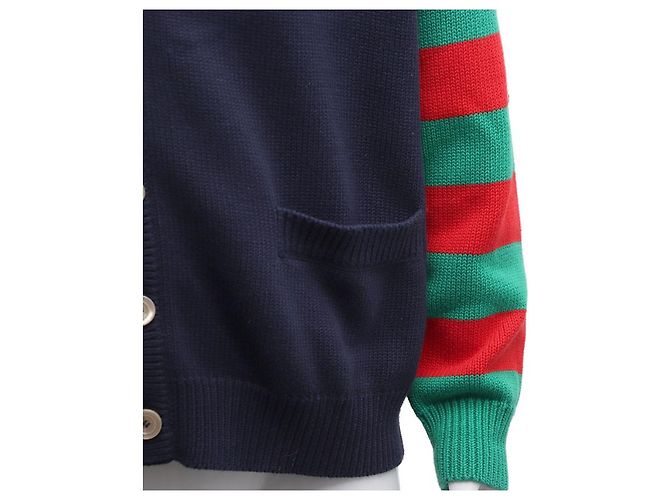 Gucci Gestreickter Wollstrickcardigan mit V-Ausschnitt Mehrfarben - Ansicht 13