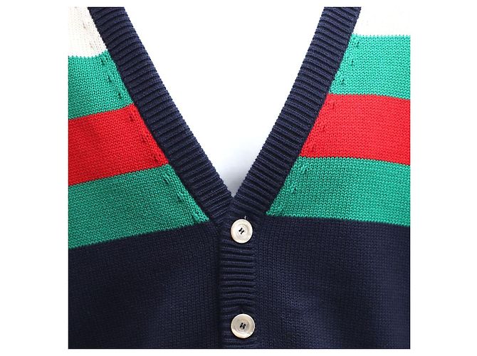 Gucci Gestreickter Wollstrickcardigan mit V-Ausschnitt Mehrfarben - Ansicht 2