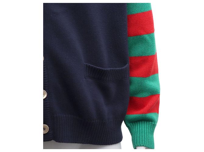 Gucci Gestreickter Wollstrickcardigan mit V-Ausschnitt Mehrfarben - Ansicht 4