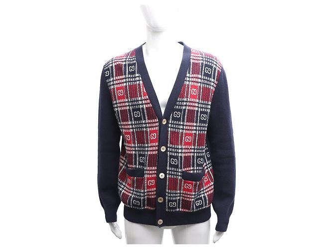 Gucci GG Check Wollstrickjacke für Herren Blau - Ansicht 10