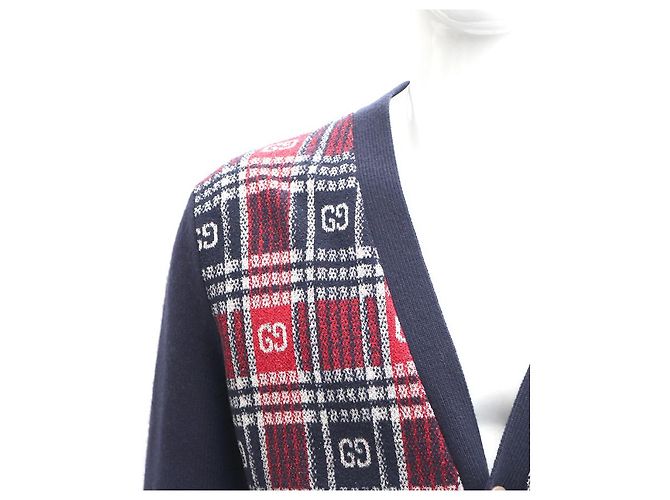 Gucci GG Check Wollstrickjacke für Herren Blau - Ansicht 12