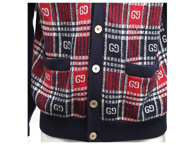 Gucci GG Check Wollstrickjacke für Herren Blau - Ansicht 13