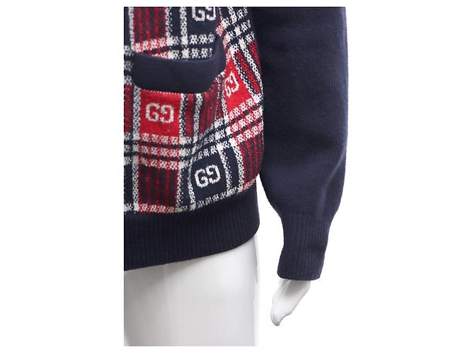 Gucci GG Check Wollstrickjacke für Herren Blau - Ansicht 14