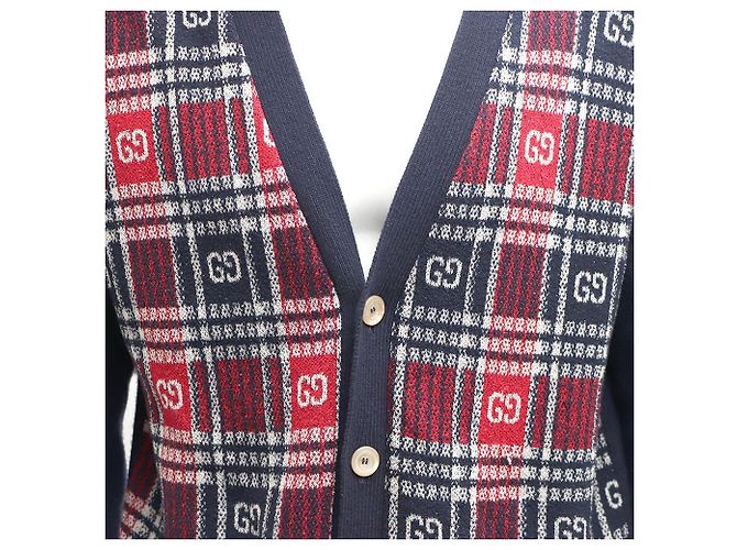 Gucci GG Check Wollstrickjacke für Herren Blau - Ansicht 2