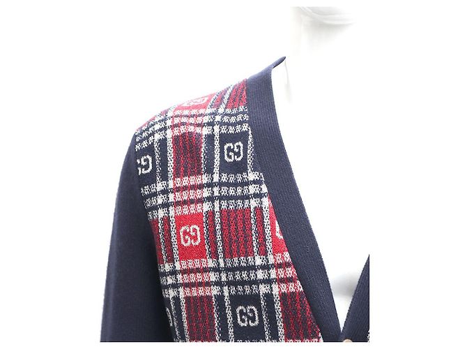Gucci GG Check Wollstrickjacke für Herren Blau - Ansicht 3