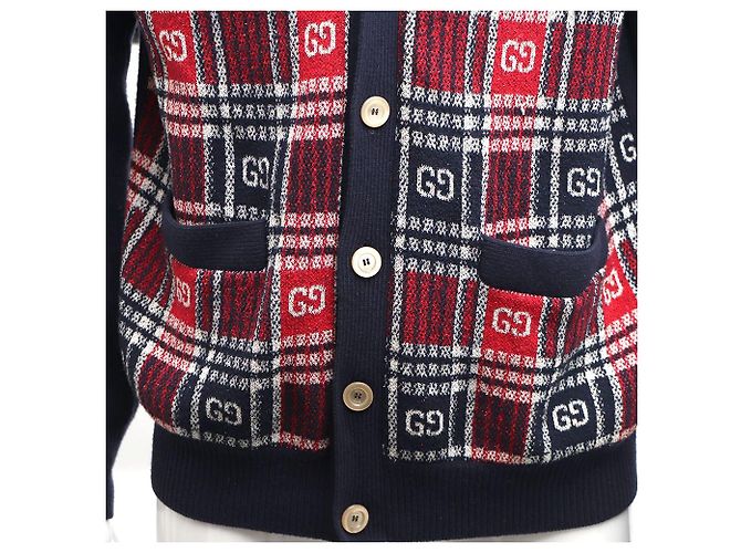 Gucci GG Check Wollstrickjacke für Herren Blau - Ansicht 4