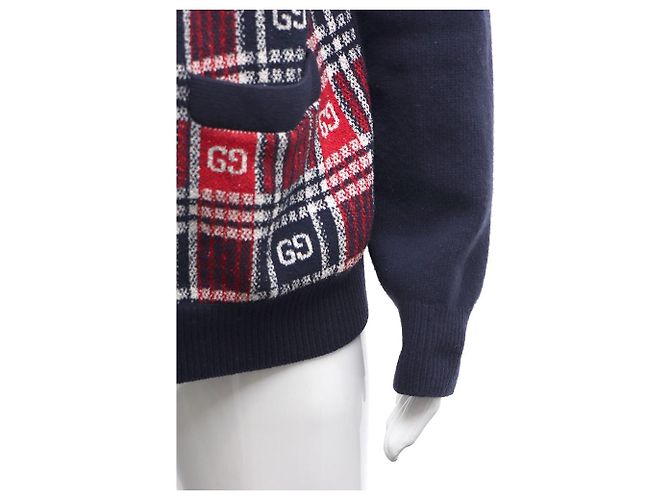 Gucci GG Check Wollstrickjacke für Herren Blau - Ansicht 5