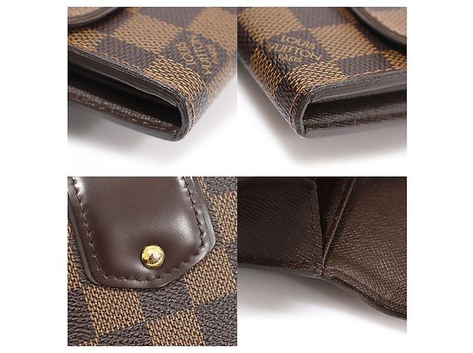 Louis Vuitton Cartera Cecilia en lona Damier Ebene Castaño - vista 6