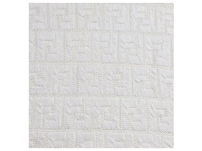 Fendi Kurzärmeliges Textur-Strickoberteil mit FF-Jacquard für Damen Weiß - Ansicht 3
