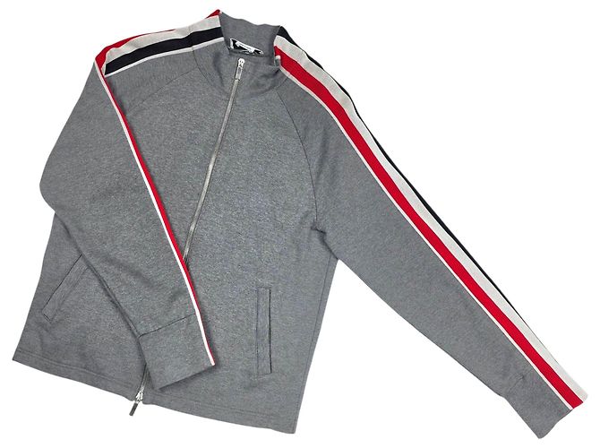 Thom Browne Giacca in Jersey con Zip Side Line Marrone - vista 4