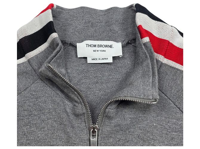 Thom Browne Giacca in Jersey con Zip Side Line Marrone - vista 5