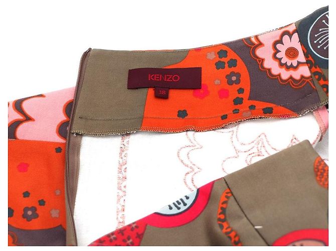 Kenzo Falda caqui con estampado floral Castaño - vista 5