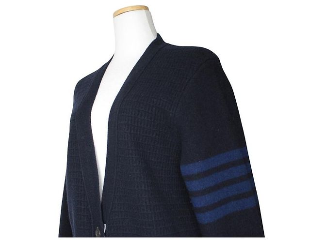 Thom Browne Langer Cardigan aus Wolle und Kaschmir in Mitternachtsblau - Ansicht 4