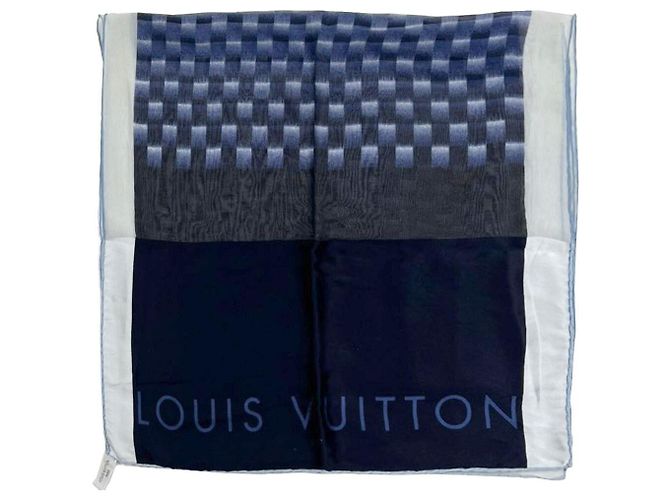 Louis Vuitton Bufanda larga de doble gasa de seda azul - vista 6