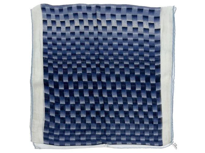 Louis Vuitton Bufanda larga de doble gasa de seda azul - vista 7