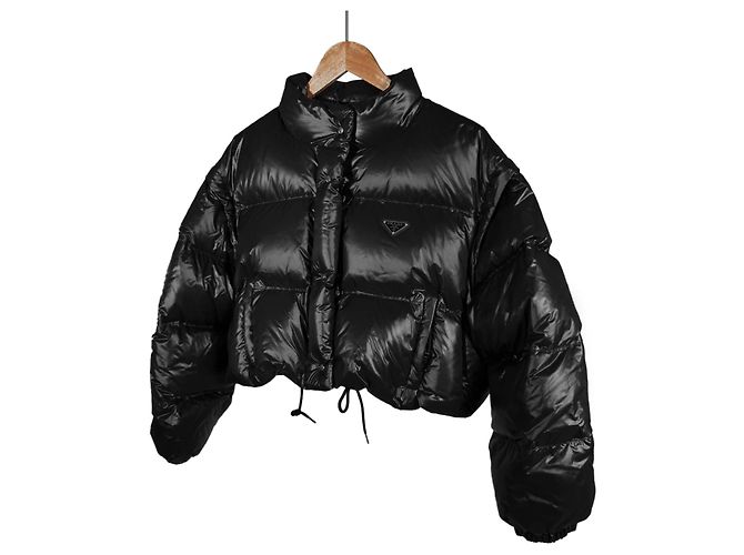 Prada Wandelbare kurze Steppjacke Schwarz - Ansicht 2