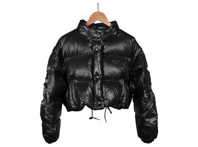 Prada Wandelbare kurze Steppjacke Schwarz - Ansicht 3