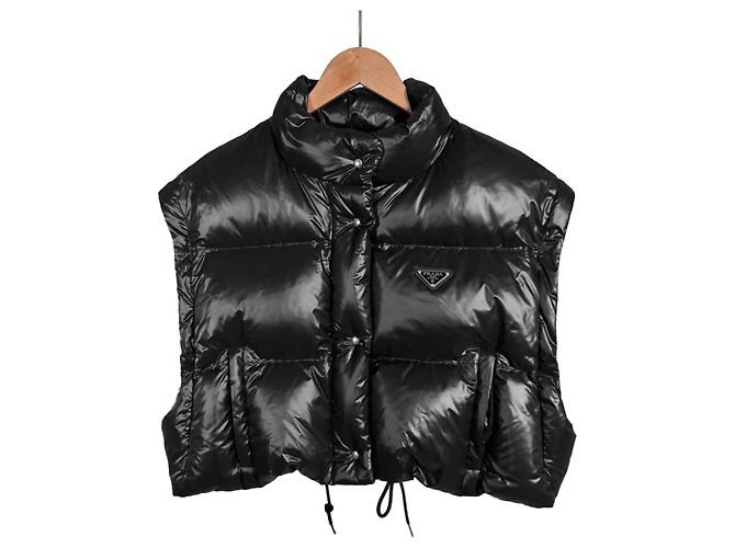 Prada Wandelbare kurze Steppjacke Schwarz - Ansicht 5
