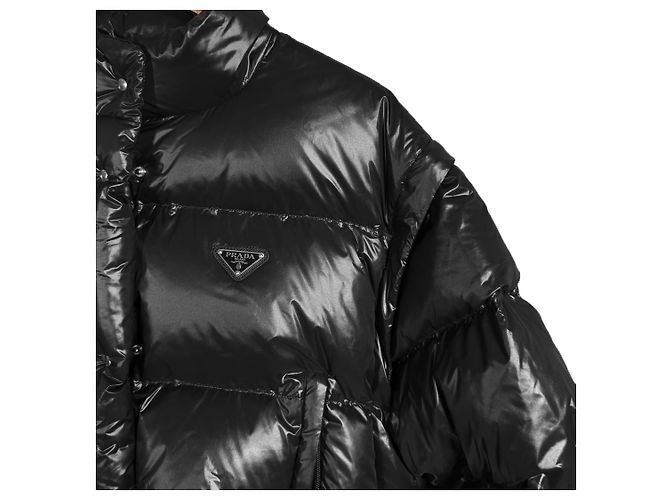 Prada Wandelbare kurze Steppjacke Schwarz - Ansicht 8