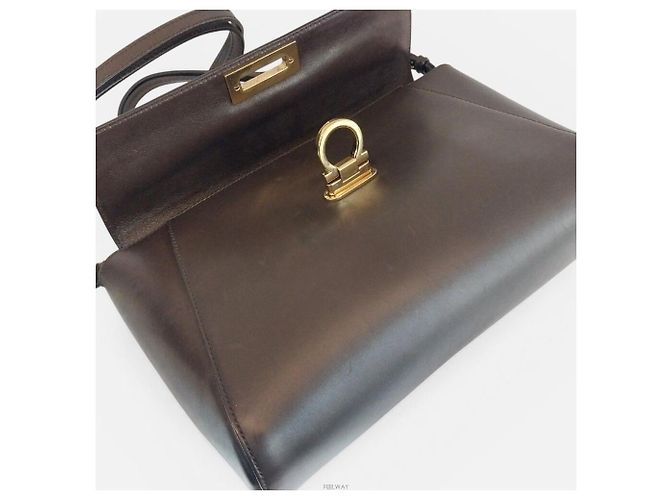 Salvatore Ferragamo Borsa a Spalla Gancini Abbey Crossbody Marrone - vista 6