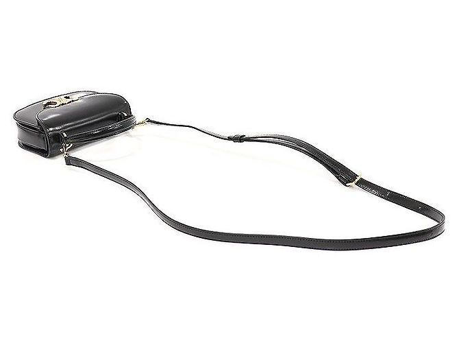 Céline Mini borsa trasparente Triomphe in pelle di vitello lucida nera Nero - vista 4