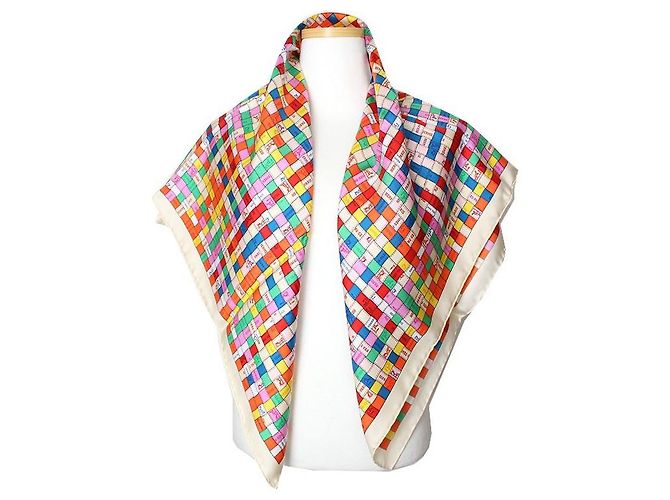 Hermès Sciarpa in seta Baldric au Carré Multicolore - vista 2