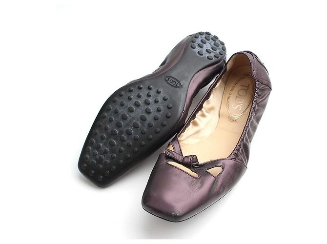 Tod's Scarpe ballerine Mary Jane viola e marrone - vista 3