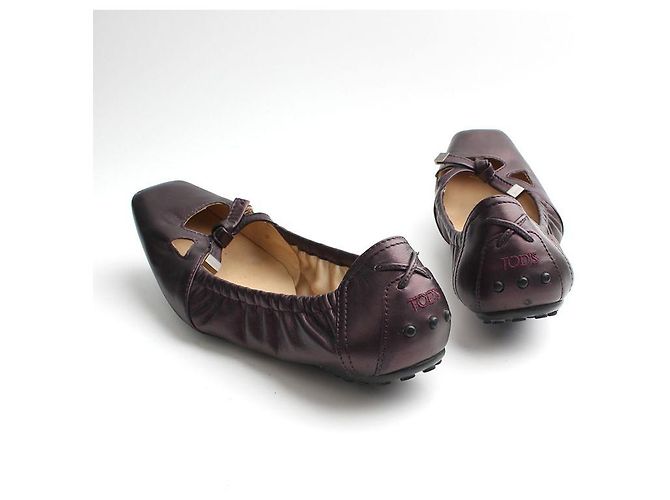 Tod's Scarpe ballerine Mary Jane viola e marrone - vista 4