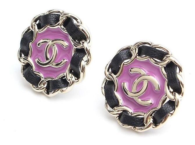 Chanel Violette Kettenohrringe in Silberoptik Mehrfarben - Ansicht 2