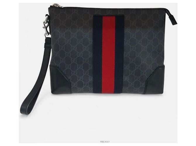 Gucci Clutch Supreme Stripe Blu - vista 2