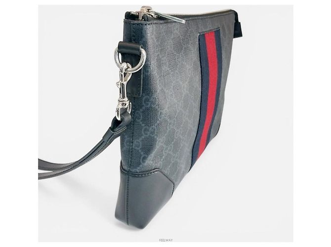 Gucci Clutch Supreme Stripe Blu - vista 3