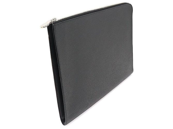 Louis Vuitton Clutch Pochette Jour GM in pelle Epi nera Nero - vista 3