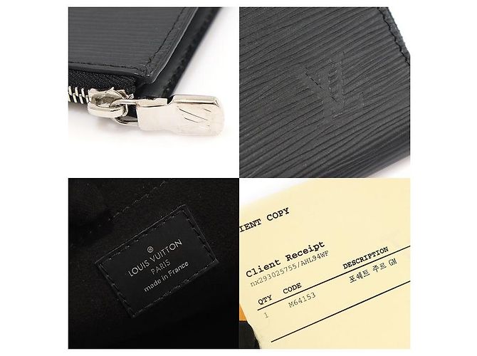 Louis Vuitton Clutch Pochette Jour GM in pelle Epi nera Nero - vista 7