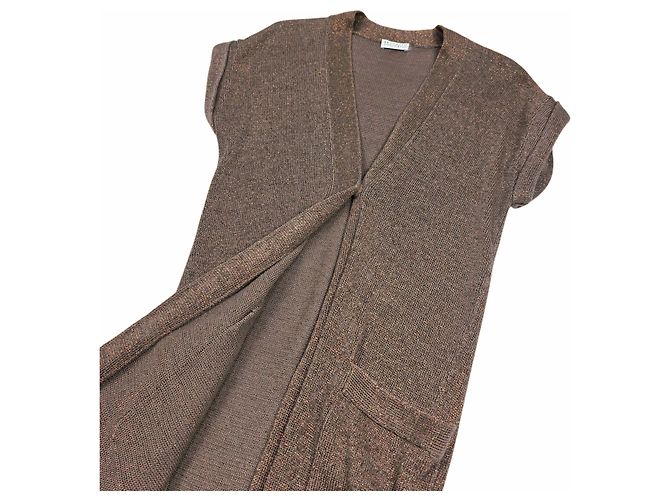 Brunello Cucinelli Cárdigan largo sin mangas para mujer Castaño - vista 3