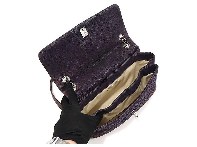 Chanel Borsa a Spalla con Patta Medium (Nubuck Caviar Viola) Porpora - vista 3