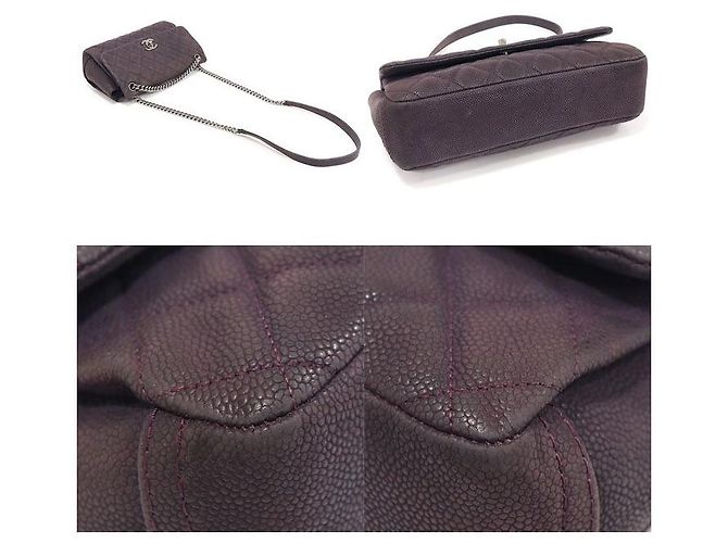 Chanel Borsa a Spalla con Patta Medium (Nubuck Caviar Viola) Porpora - vista 4