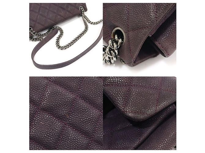 Chanel Borsa a Spalla con Patta Medium (Nubuck Caviar Viola) Porpora - vista 5