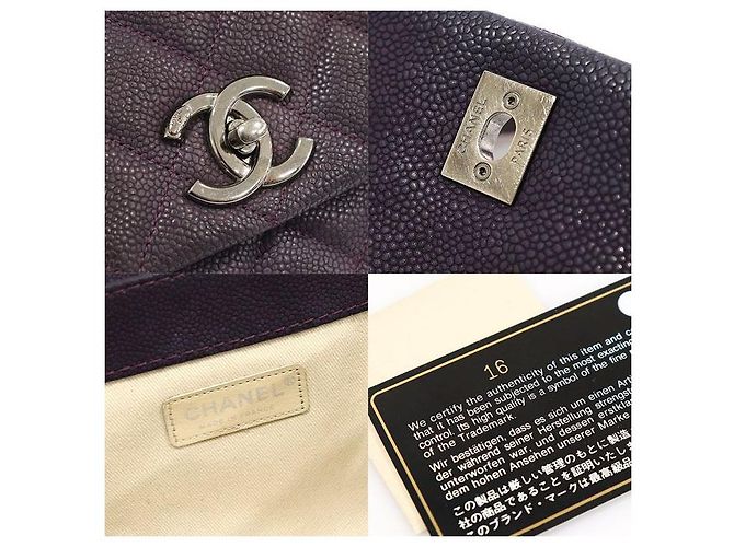 Chanel Borsa a Spalla con Patta Medium (Nubuck Caviar Viola) Porpora - vista 7