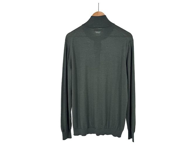Brunello Cucinelli Cardigan en maille convertible en soie et cachemire pour homme Khaki Marron - vue 4