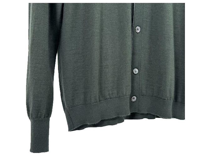 Brunello Cucinelli Cardigan en maille convertible en soie et cachemire pour homme Khaki Marron - vue 7