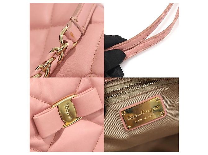 Salvatore Ferragamo Bolsa de ombro com corrente GINETTE em napa acolchoada rosa - vista 7